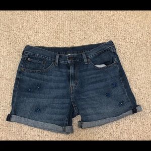 Levi’s floral embroidered jean shorts